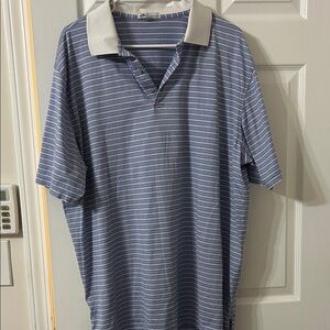 Peter Millar Navy and White Striped Polo Shirt